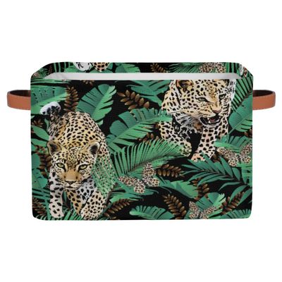 African Animal Butterfly Leopard Print Storage Basket Cube Large Collapsible Toys Storage Box Bin Laundry Organizer for Closet Shelf Nursery Kids Bedroom,15x11x9.5 in,2 Pack