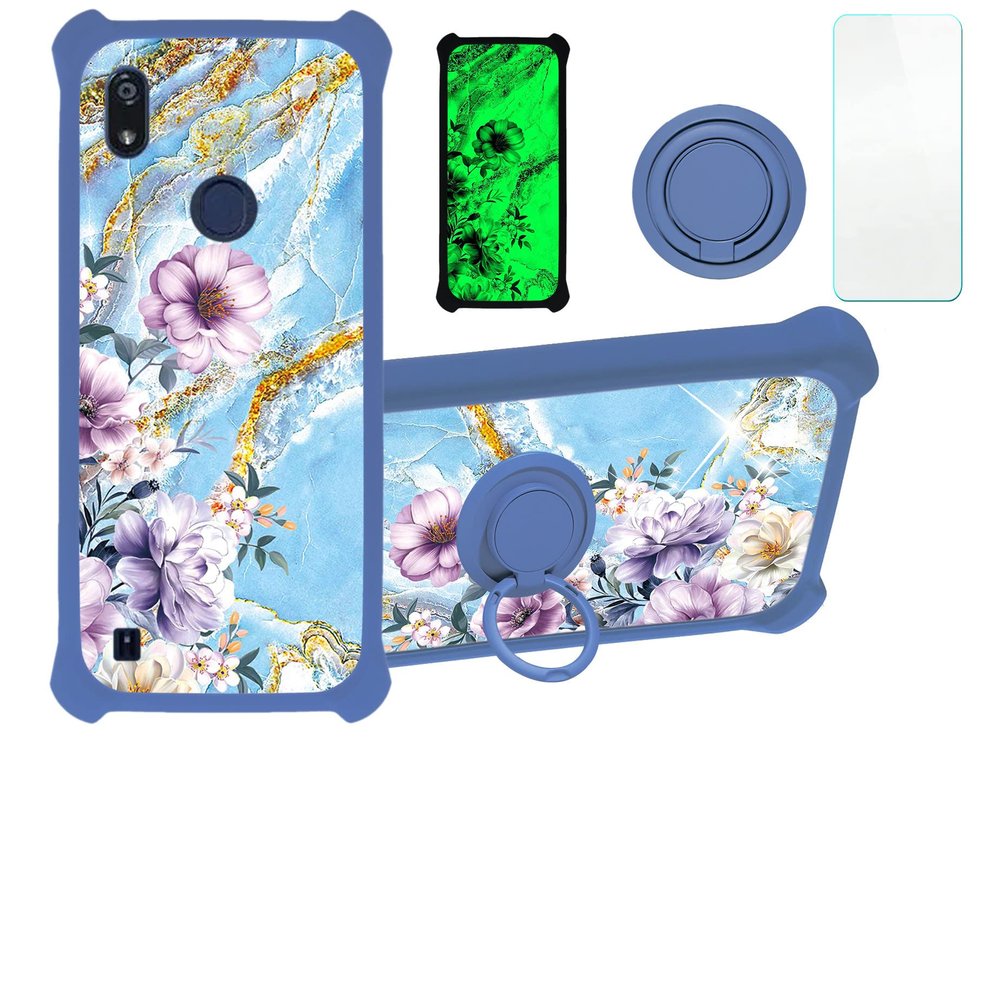 ConsumerCellular Verve Connect Case Compatible with Consumer Cellular Verve Connect Z6103 Phone Case Cover [with Tempered Glass Screen Protector][PC + TPU 2 in 1] [Gold Glitter+Luminous] JSL-SZH
