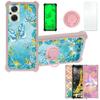 Case for Oppo Reno8 Z 5G Case Compatible with Oppo Reno8 Z 5G Phone Case Cover [with Tempered Glass Screen Protector][PC + TPU 2 in 1][Ring Support] [Gold Glitter+Luminous] JSF-YHD view 1