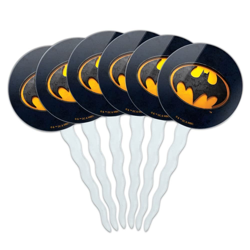 The Flash Batman Logo Cupcake Picks Toppers Decoration Set of 6