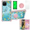 Case for Huawei Nova Y61 Case Compatible with Huawei Nova Y61 Phone Case Cover [with Tempered Glass Screen Protector][PC + TPU 2 in 1][Ring Support] [Gold Glitter+Luminous] JSF-YHD view 1