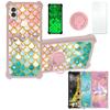 Case for Kyocera Android One S10 Case Compatible with Kyocera Android One S10 Phone Case Cover [with Tempered Glass Screen Protector][PC + TPU 2 in 1][Ring Support] [Gold Glitter+Luminous] JSF-YL view 1