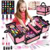 Hollyhi 59Pcs Kids Makeup Kit for Girl, Washable Play Makeup Toys Set for Dress Up, Beauty Vanity Set with Cosmetic Case Birthday Toys for Girls 3 4 5 6 7 8 9 10 11 12 Year Old Kids Toddlers ( Pink ) view 1