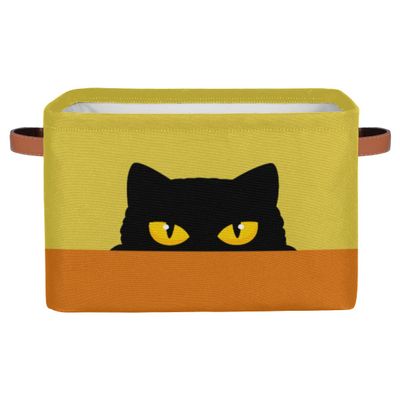 Cute Black Cat Storage Basket Cube Large Collapsible Toys Storage Box Bin Laundry Organizer for Closet Shelf Nursery Kids Bedroom,15x11x9.5 in,2 Pack
