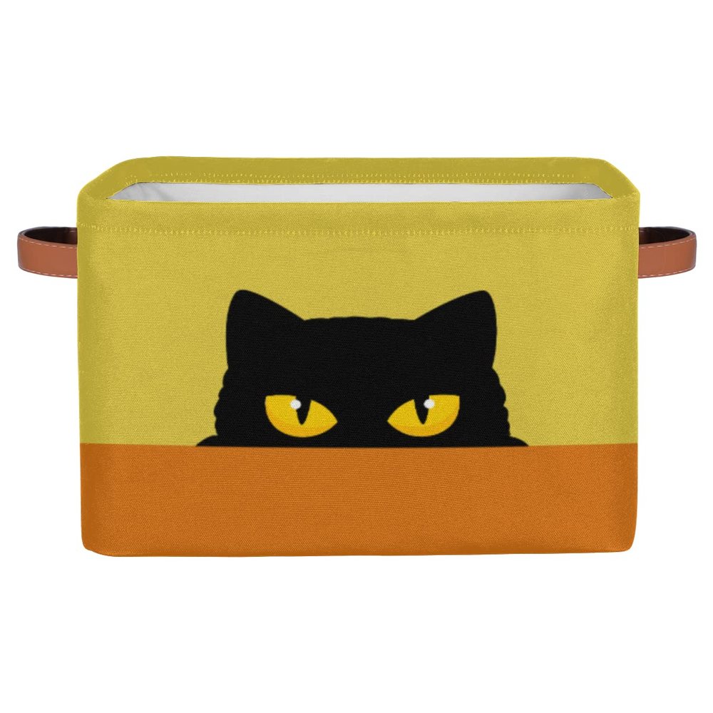 Cute Black Cat Storage Basket Cube Large Collapsible Toys Storage Box Bin Laundry Organizer for Closet Shelf Nursery Kids Bedroom,15x11x9.5 in,2 Pack