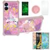 Case for Tecno Spark 9t Case Compatible with Tecno Spark 9t Phone Case Cover [with Tempered Glass Screen Protector][PC + TPU 2 in 1][Ring Support] [Gold Glitter+Luminous] JSF-DJS view 1