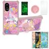 Case for vimoq a49 Play a631ls Case Compatible with vimoq a49 Play a631ls Phone Case Cover [with Tempered Glass Screen Protector][PC + TPU 2 in 1][Ring Support] [Gold Glitter+Luminous] JSF-DJS view 1