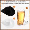 Sumind 40 Pieces Cowboy Cowgirl Party Decorations Supplies Included 20 Pcs Plastic Mini Western Hats Shaped Cup Lids and 20 Pcs 1 oz Miniature Cowboy Boot Shot Shaped Wine Glasses view 3