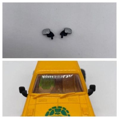 GP45 - Greenhills Black with Silver Wing Mirror Pair for Scalextric Datsun 4x4-1.32 Scale - NEW