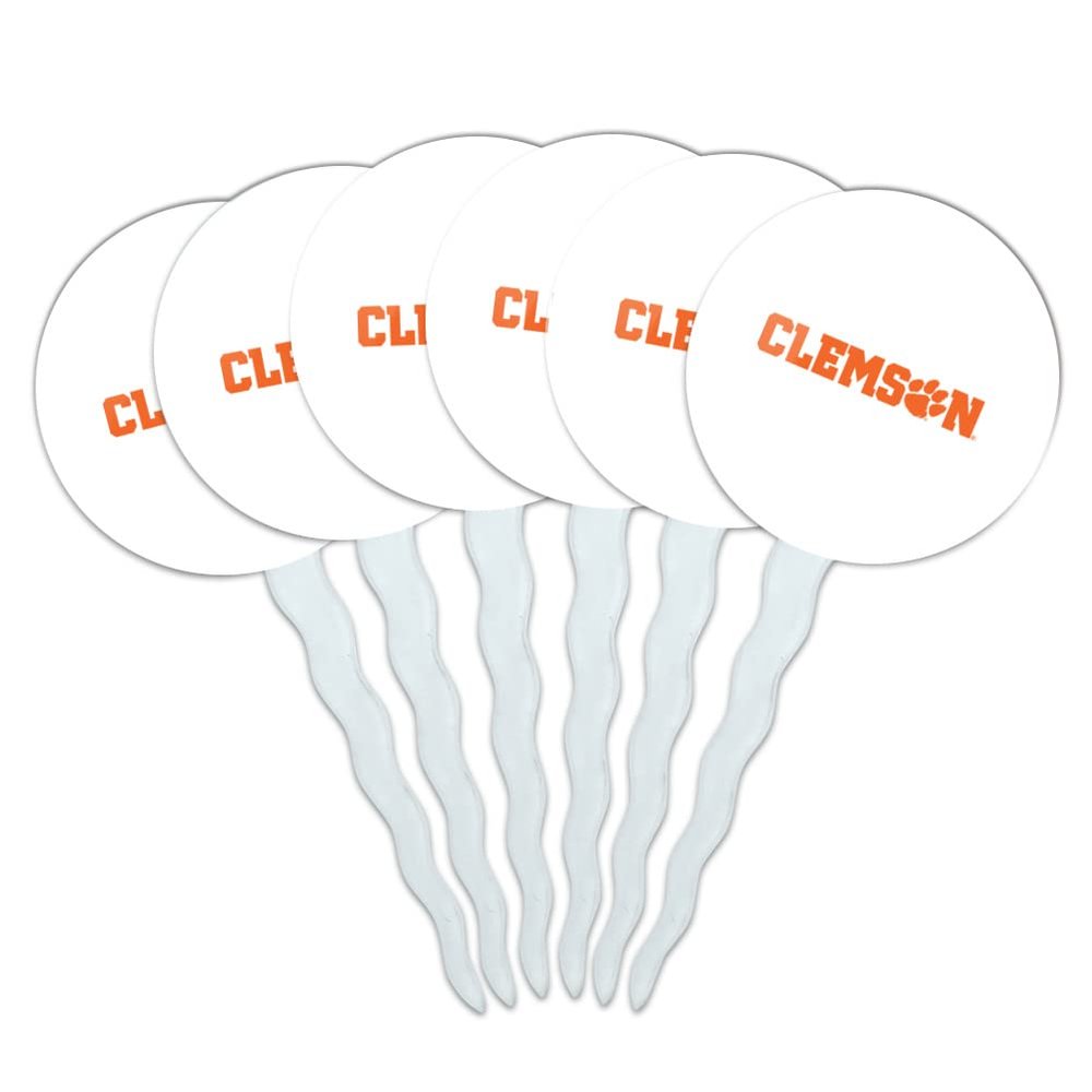 Clemson University Secondary Logo Cupcake Picks Toppers Decoration Set of 6