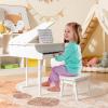 Goplus 30-Key Classical Kids Piano, Mini Grand Piano Wooden Learn-to-Play Musical Instrument Toy with Bench, Piano Lid, Music Rack, Gift for Boys Girls Aged 2+ Baby Toddler(3 Straight Leg-White) view 2