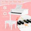 Goplus 30-Key Classical Kids Piano, Mini Grand Piano Wooden Learn-to-Play Musical Instrument Toy with Bench, Piano Lid, Music Rack, Gift for Boys Girls Aged 2+ Baby Toddler(3 Straight Leg-White) view 3