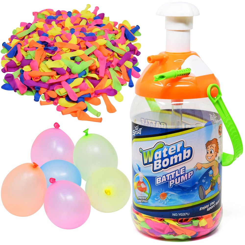 Kiddie Play Water Balloons for Kids with Filler Pump (500 Balloons) Holds 1 Gallon of Water