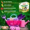 Kids Gardening Tool Set Bundle Includes 3 Color Variations (Pink, Blue.Orange) and a Delightful How to Garden Tale Board Book in Each Toy Set view 2