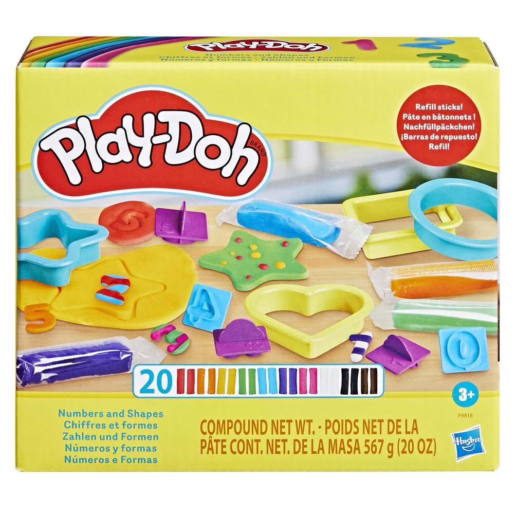 Play-Doh Numbers and Shapes Playset with 17 Tools & 20 Compound Sticks, Back to School Classroom Supplies, Kids Arts & Crafts, Preschool Toys, Ages 3+