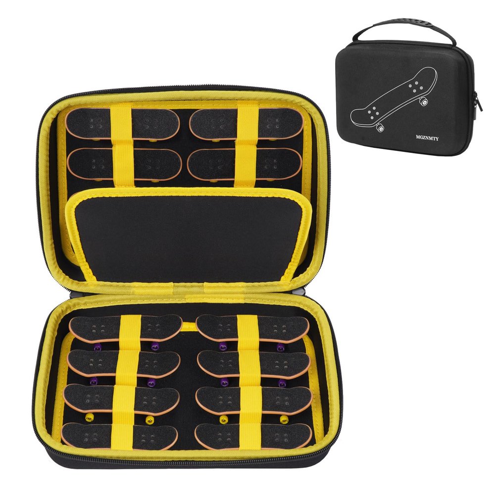 MGZNMTY Portable Storage Case for Teck Deck Ultra DLX Finger Skateboards, Fingerboard Carrying Case Compatible with 16 PCS Tech Deck Fingerboard (Large, Black)