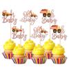 24 PCS Construction Oh Baby Cupcake Toppers Glitter Truck Excavator Tractor Baby Shower Construction Cupcake Picks for Construction Theme Kids Birthday Party Cake Decorations Supplies Rose Gold view 1