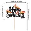 1 PCS Construction Happy Birthday Cake Topper Glitter Construction Cake Pick Dump Truck Excavator Tractor Cake Decorations for Construction Theme Baby Shower Kids Birthday Party Supplies Black view 2