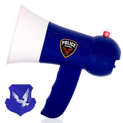 ArtCreativity Police Megaphone Toy for Kids - Toy Megaphone with Police Badge - Siren Mode with Flashing Lights - Pretend Play Police Toys for Boys 8-12 - Noisy Toys for Hours of Fun