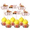 24 PCS Construction One Cupcake Toppers Glitter Truck Excavator Tractor 1st Birthday Cupcake Picks Construction Cake Decorations for Baby Shower Kids First Birthday Party Supplies Rose Gold view 1