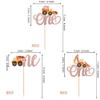 24 PCS Construction One Cupcake Toppers Glitter Truck Excavator Tractor 1st Birthday Cupcake Picks Construction Cake Decorations for Baby Shower Kids First Birthday Party Supplies Rose Gold view 2