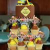 24 PCS Construction One Cupcake Toppers Glitter Truck Excavator Tractor 1st Birthday Cupcake Picks Construction Cake Decorations for Baby Shower Kids First Birthday Party Supplies Rose Gold view 4