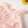Agoky Kids Flower Girls Floral Lace Romper Dress Halter Neck Rhinestone Belt Bridesmaid Wedding Party Ball Gown Costume Coral 14 Years view 4