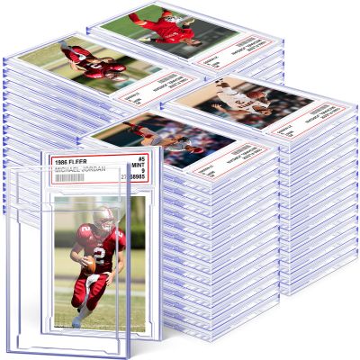 100 PCS Card Case Holder for Trading Cards, Acrylic Graded Card Slab Baseball Card Protectors with Label Position Fit for MTG TCG and Sport Cards