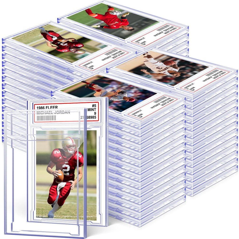100 PCS Card Case Holder for Trading Cards, Acrylic Graded Card Slab Baseball Card Protectors with Label Position Fit for MTG TCG and Sport Cards