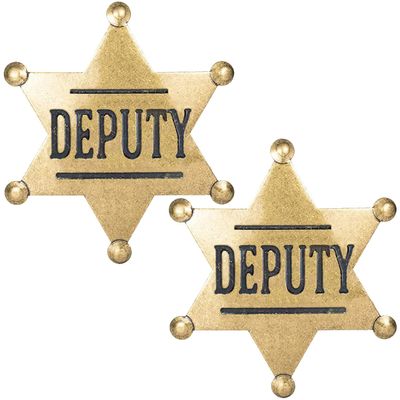 Finduat 2 Pcs Mental Western Deputy Badge for Adults Party Favors Supplies, School Carnival Prizes, Party Bag Gift Fillers