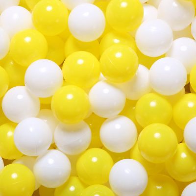 Ball Pit Balls for Kids, Plastic Refill 2.2 Inch Balls, 100 Pack, Bright Colors, Phthalate and BPA Free, Includes a Reusable Storage Bag with Zipper Christmas Decoration Xmas Gift(Yellow+White)