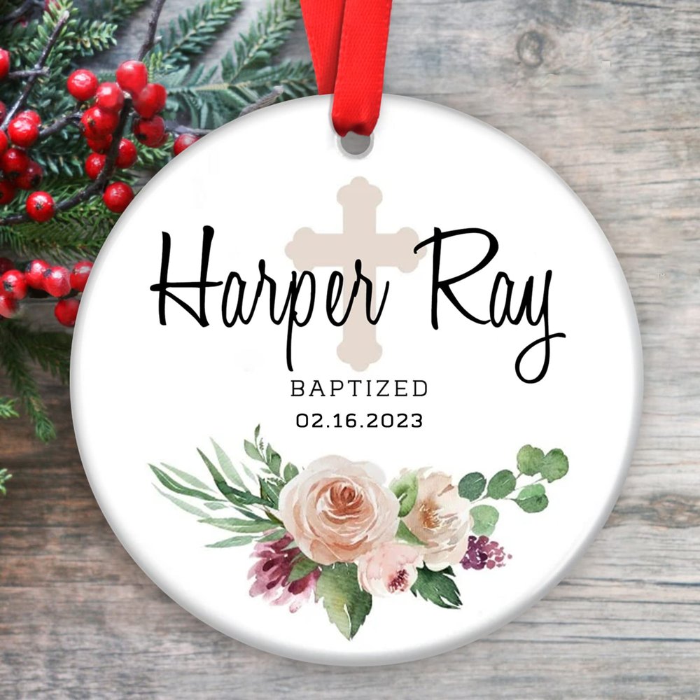 VAPCUFF Personalized Baptism Ornaments, Baptism Gifts for Girls, Baby Christening Gift, Christening Gift from Godmother, Keepsake for Christenings, Girl Baptism Gifts