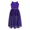 Agoky Kids Flower Girls Floral Lace Romper Dress Halter Neck Rhinestone Belt Bridesmaid Wedding Party Ball Gown Costume Purple 8 Years view 1
