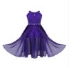 Agoky Kids Flower Girls Floral Lace Romper Dress Halter Neck Rhinestone Belt Bridesmaid Wedding Party Ball Gown Costume Purple 8 Years view 3