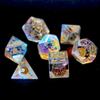 Dice Set 7 PCS Gemstone D&D Dice with Gift Case for Dungeons and Dragon Tabletop Game (Rainbow Glass) view 2