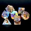 Dice Set 7 PCS Gemstone D&D Dice with Gift Case for Dungeons and Dragon Tabletop Game (Rainbow Glass) view 3