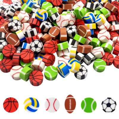 300 Pieces Sports Ball Pattern Mini Erasers Assortment Novelty Pencil Erasers Bulk for Rewards Prizes Gift Filler