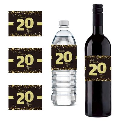 Sumerk 24 Pcs Cheers to 20 Stickers for Envelopes, Bag Seals, Water Bottle Labels & Party Favors