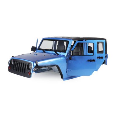 AMK 313mm RC Crawler Body 4 Door Jeep Wrangler JK Rubicon Body Kit for 1/10 Scale RC Crawler Cars Axial SCX10 90046/90047 RGT EX86100 (Blue)