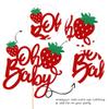 1 PCS Strawberry Oh Baby Cake Topper Glitter Baby Shower Strawberry Cake Pick Fruit Theme Oh Baby Cake Decoration for Baby Shower Kids Boys Girls Birthday Party Decorations Supplies Red view 3