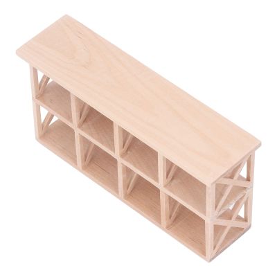 1: 12 Scale Dollhouse Wood Storage Rack, Birch Wood, 8 Grid, Dollhouse Miniature Display Bookshelf for Dining Room