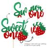 1 PCS Strawberry Sweet One Cake Topper Fruit Theme 1st Birthday Cake Pick Baby Shower Strawberry Cake Decoration for Baby Shower Kids First Birthday Anniversary Party Decorations Supplies Green Red view 3