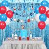 Junkin 59 Pcs Nautical Cruise Birthday Party Decorations Include Fish Net, Sailing Swirls, Nautical Banner, Cake Topper, Foil Fringe Curtains and Latex Balloons for Boys Girls Summer Events Party view 2