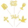 24 PCS Mi Bautizo Cupcake Toppers Glitter Angel God Bless Cupcake Picks Bible Dove Holy Grail Cross Cake Decorations for Church Baptism First Communion Baby Shower Birthday Party Supplies Gold view 3