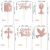 24 PCS Mi Bautizo Cupcake Toppers Glitter Angel Bible Dove Holy Grail Cross Cupcake Picks God Bless Cake Decorations for Church Baptism Baby Shower Birthday Theme Party Supplies Rose Gold view 2