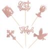 24 PCS Mi Bautizo Cupcake Toppers Glitter Angel Bible Dove Holy Grail Cross Cupcake Picks God Bless Cake Decorations for Church Baptism Baby Shower Birthday Theme Party Supplies Rose Gold view 3