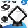 60 Pcs 3D Floating Display Case PE Film Jewelry Storage Box Coins Display Frame Holder Stands for Antique Challenge Coins, Medallion Shells Gems Rocks Pins (Black,2.76 Inch) view 3