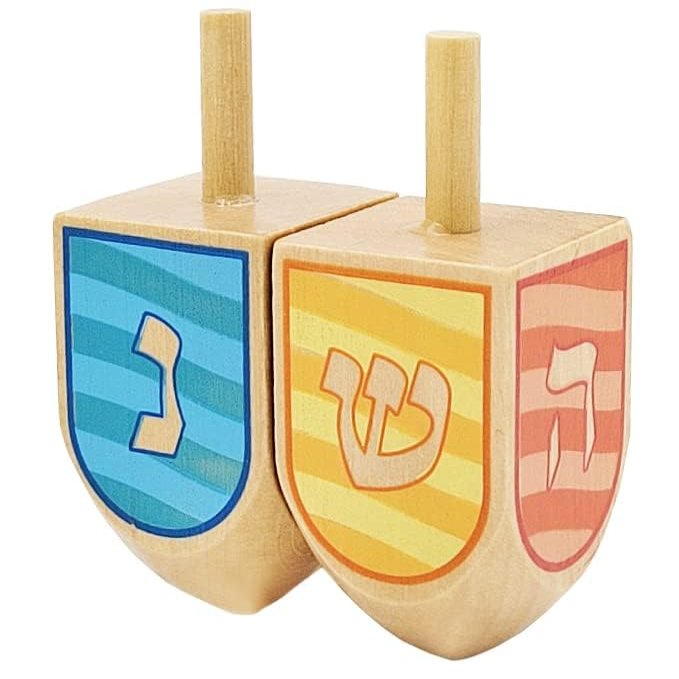 The Dreidel Company Extra Large Hand Painted Wood Hanukkah Dreidels, 10-Pack Ocean Dreidel Design