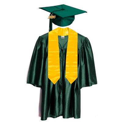 Happy Graduates Medium Dark Green Shiny Child Graduation Cap, Gown, Tassel, Gold Sash and 2026 Charm, Kindergarten Graduation Cap And Gown Set, For Kids And Preschool Graduation