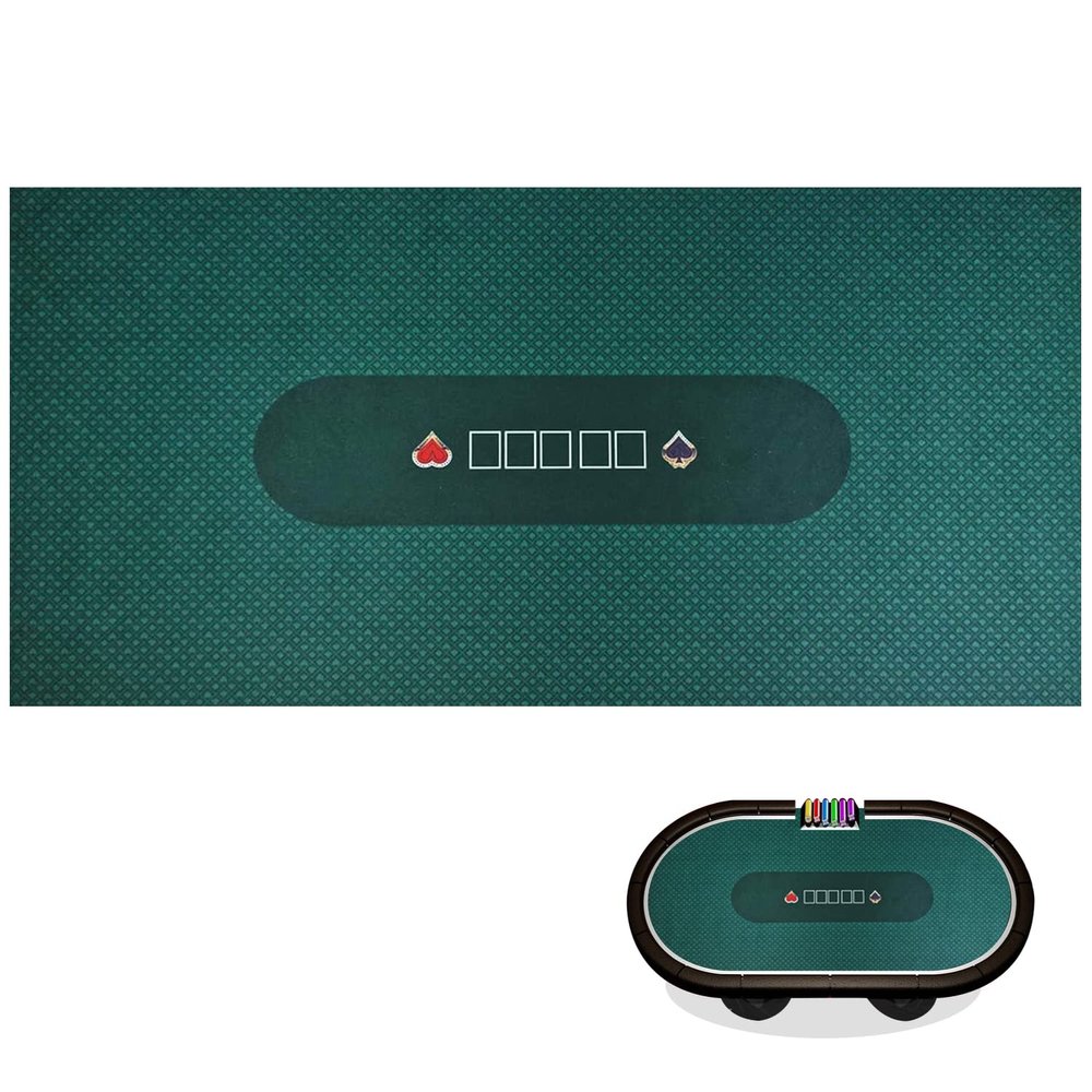 Luckin Sports 108 X 56 Inches Texas Hold'em Professional 10 Players Poker and Gambling Tablecloth, 100% Durable Fabric Felt, Dustproof and Waterproof, Washable and Ironable (Green)